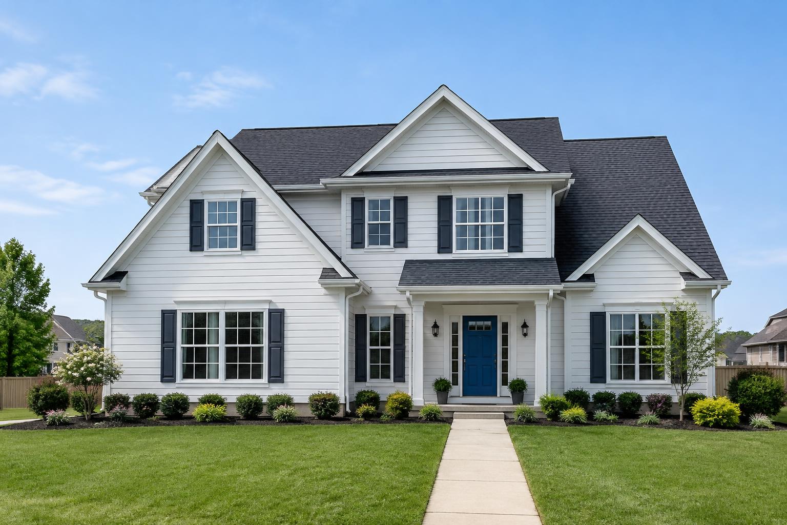 Illustrative home exterior with asphalt shingle roof